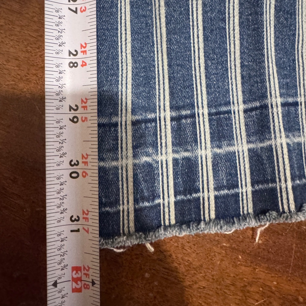 Rock & Roll Denim Pin Striped Flare Leg Raw Hem Denim Jeans 25x32 Western/Y2k - Picture 4 of 9